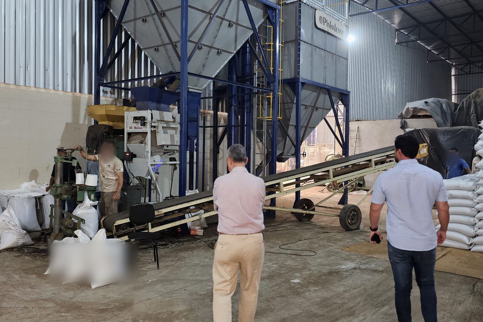 Cleaning and bagging line at an exporter